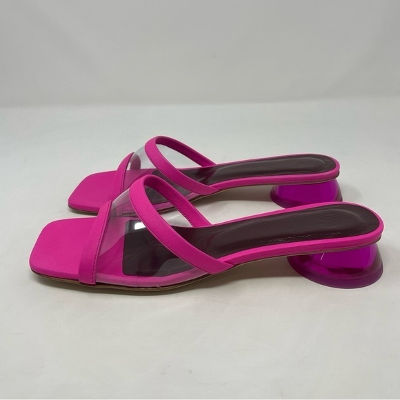 NIB Staud Simone Leather Clear Mules Shoes Bougainvillea - Picture 10 of 14